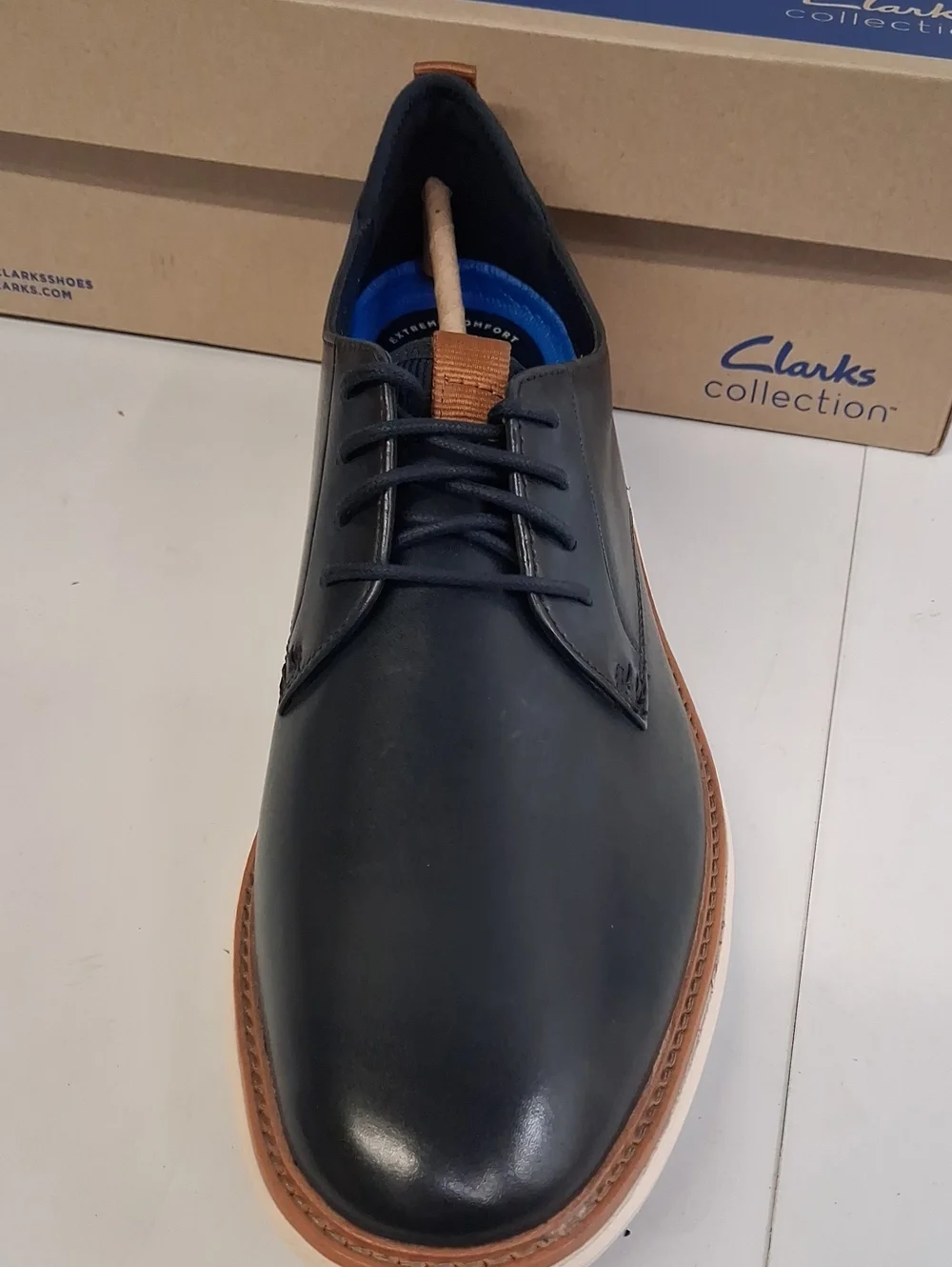 NWT Mens Clark's Brantin Navy Leather Casual Shoes